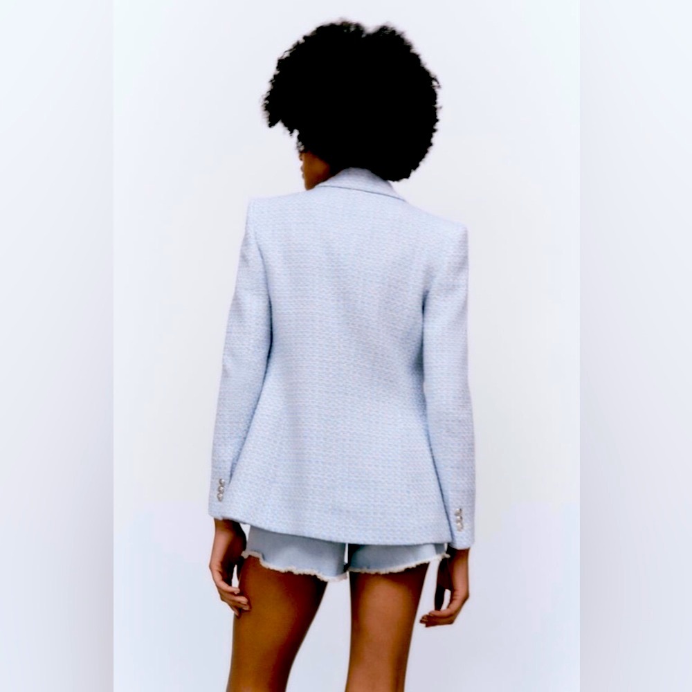 ZARA Textured Double-Breasted Blazer - Picture 4 of 9